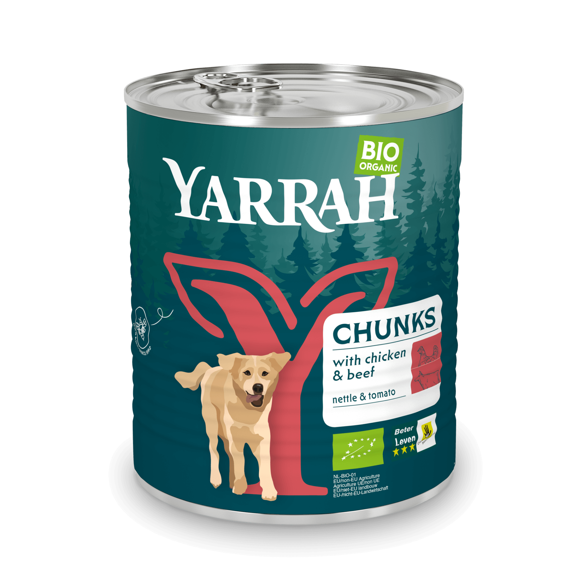 Biologisch hondenvoer chunks met rund