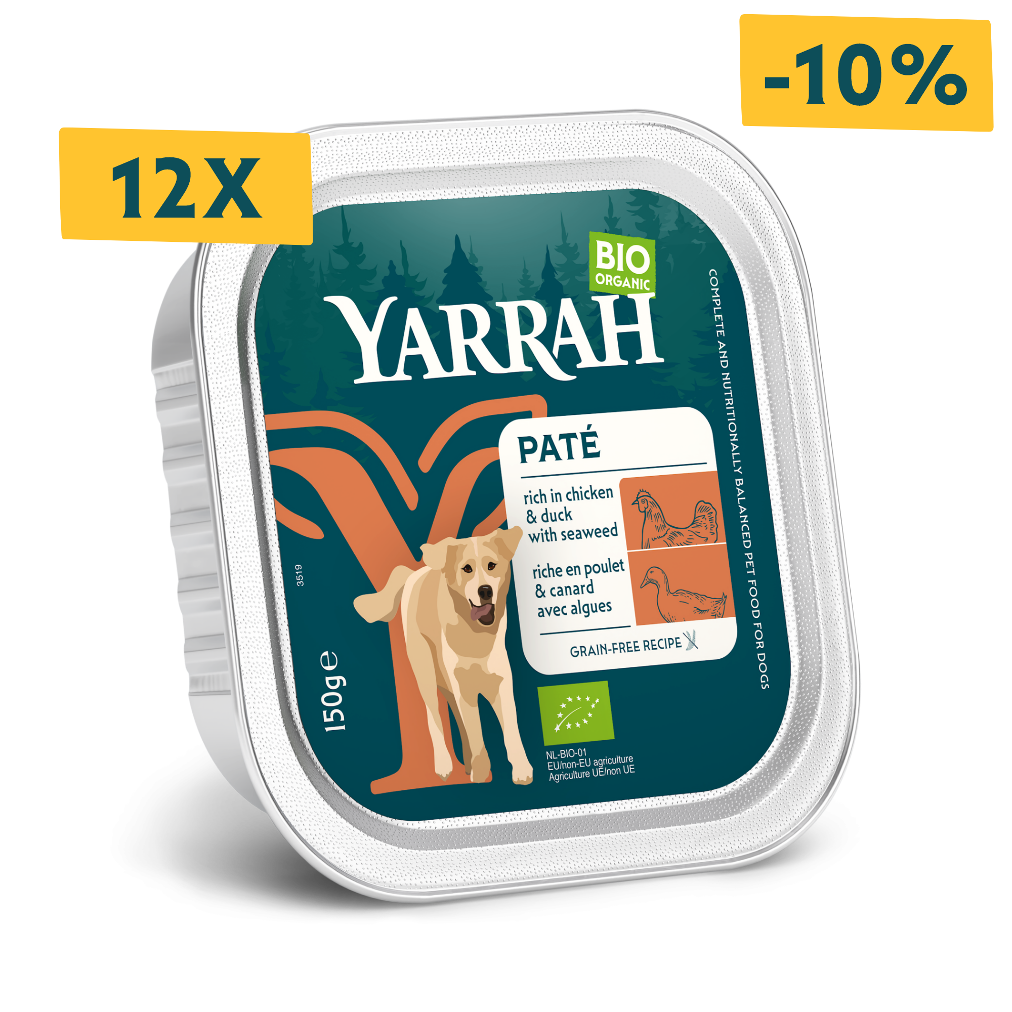 Bio-Hundefutter Pastete mit Huhn und Ente