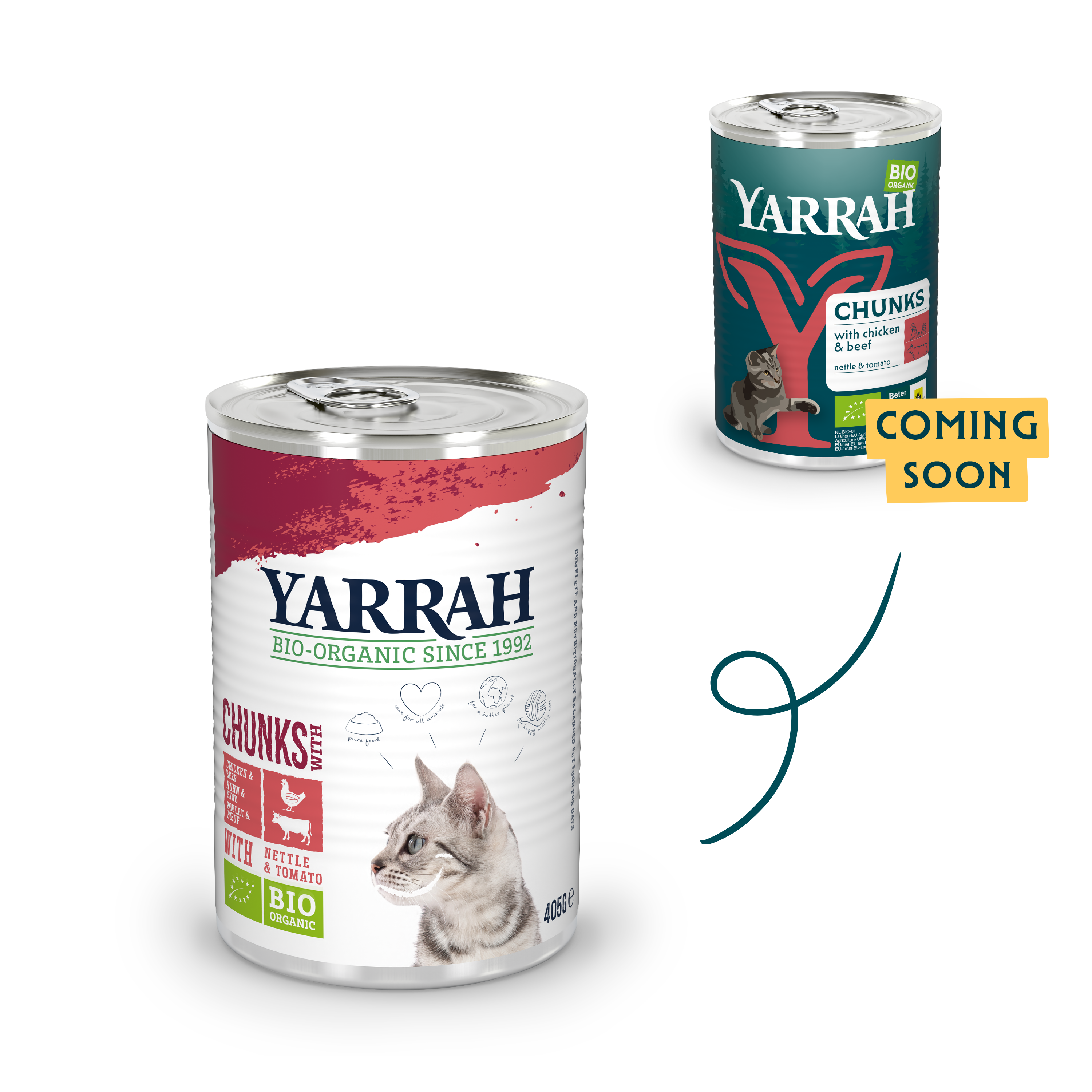 Organic cat food chunks with chicken and beef Organic cat food chunks with chicken and beef