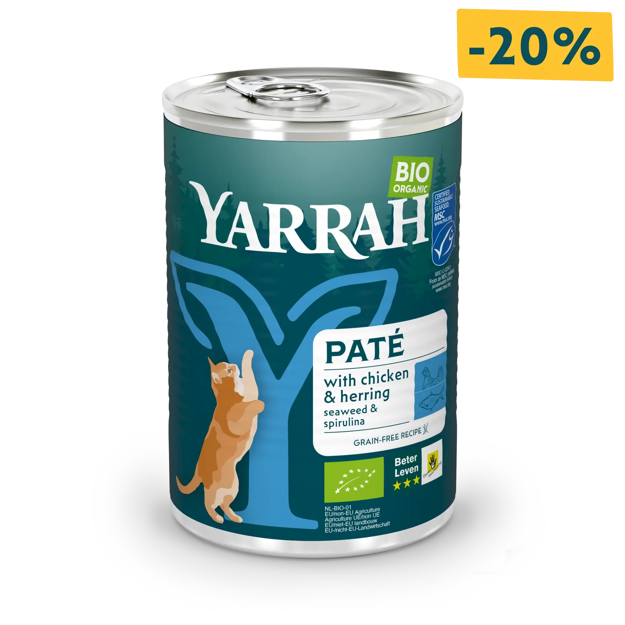 Organic cat food pâté with fish