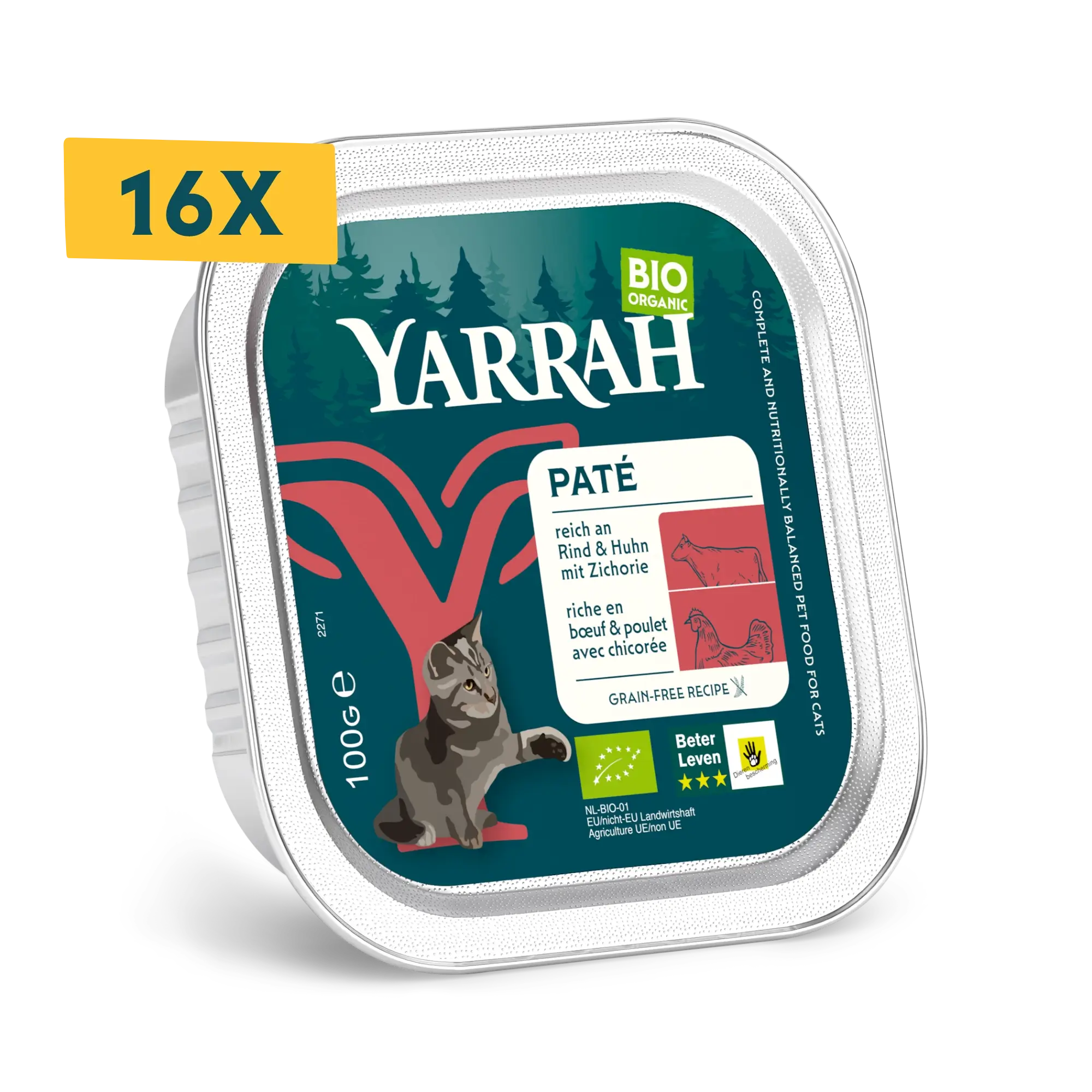 Organic cat food pâté with beef and chicken Organic cat food pâté with beef and chicken