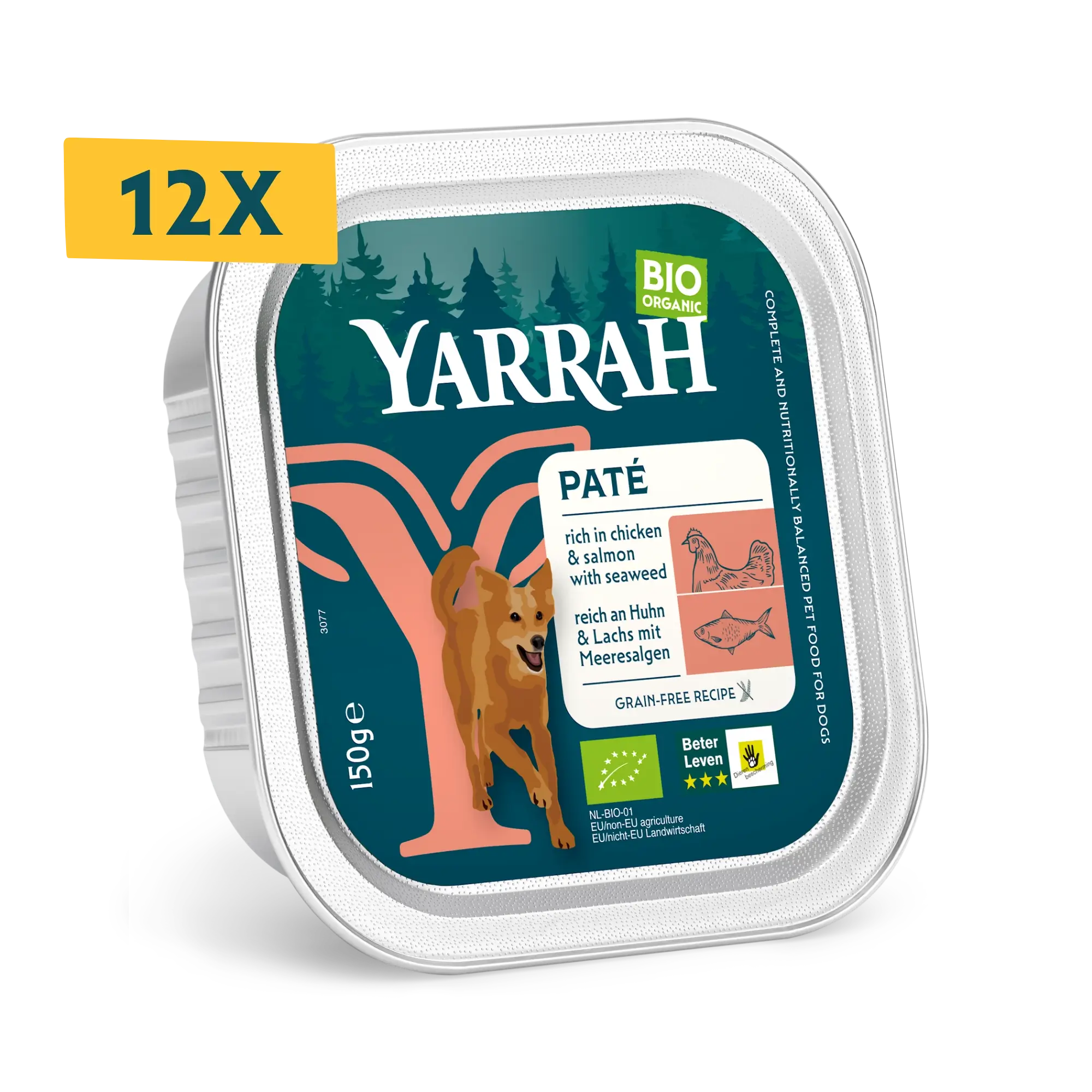 Organic dog food pâté with chicken and salmon Organic dog food pâté with chicken and salmon