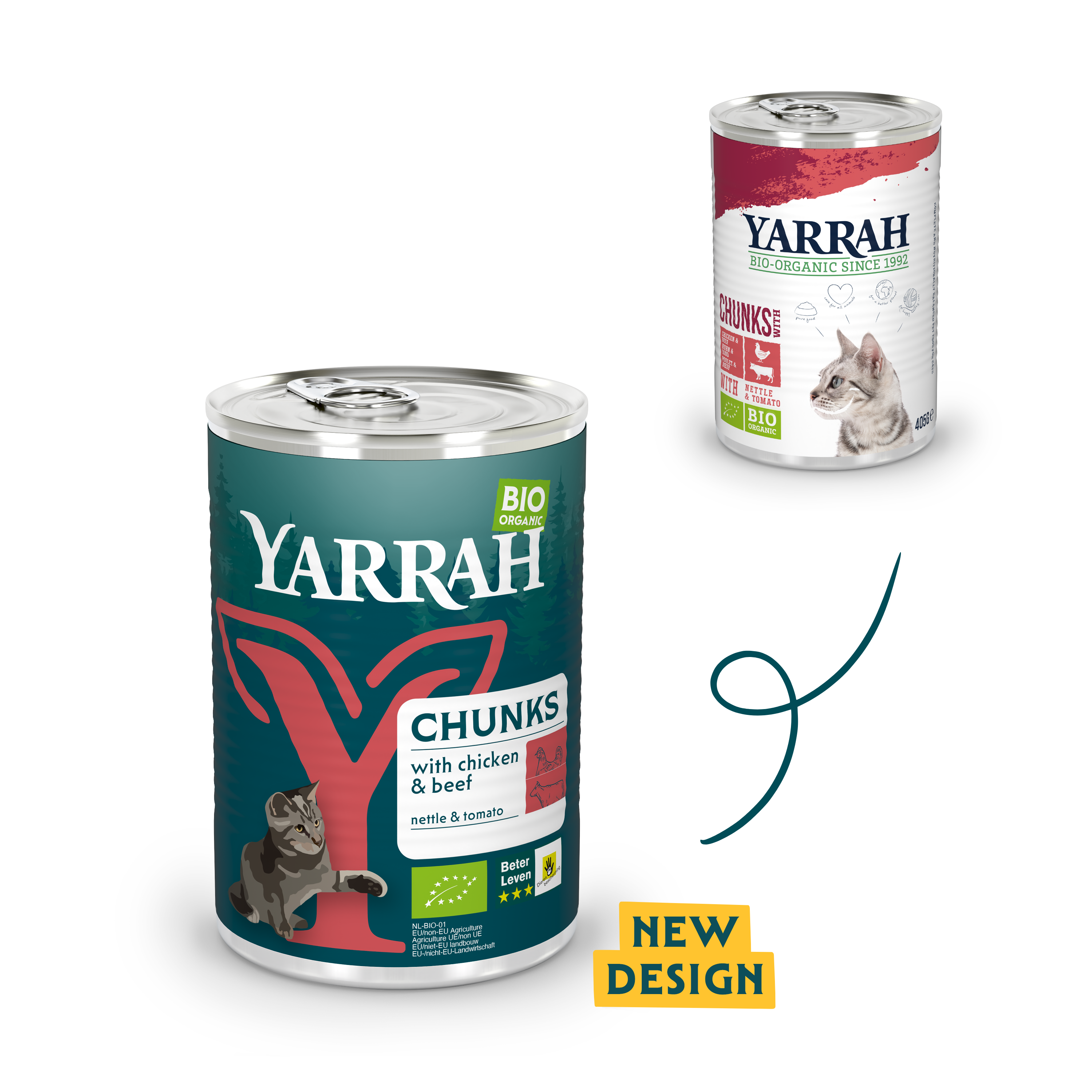Yarrah cat food can of chunks with beef new design