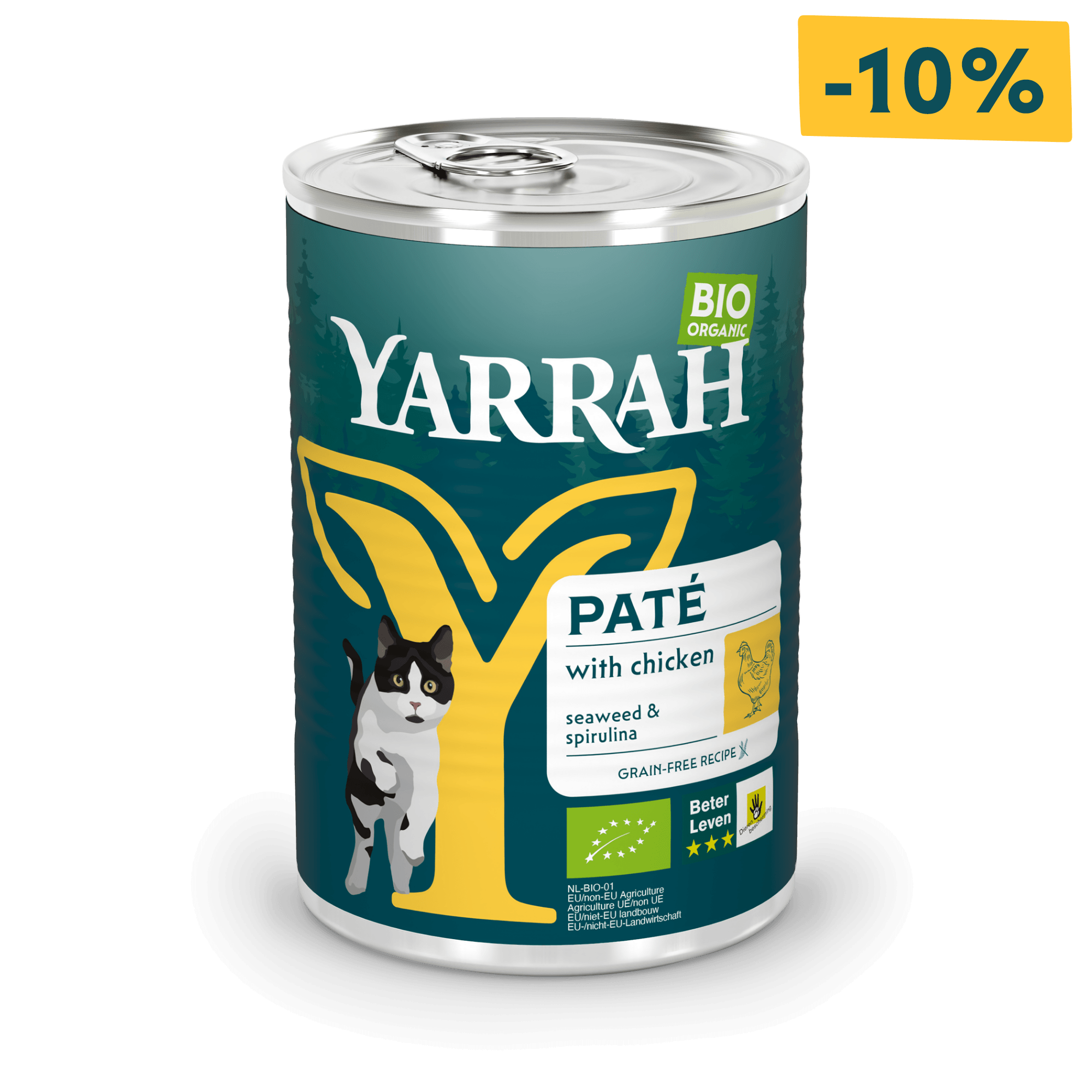 Organic cat food pâté with chicken