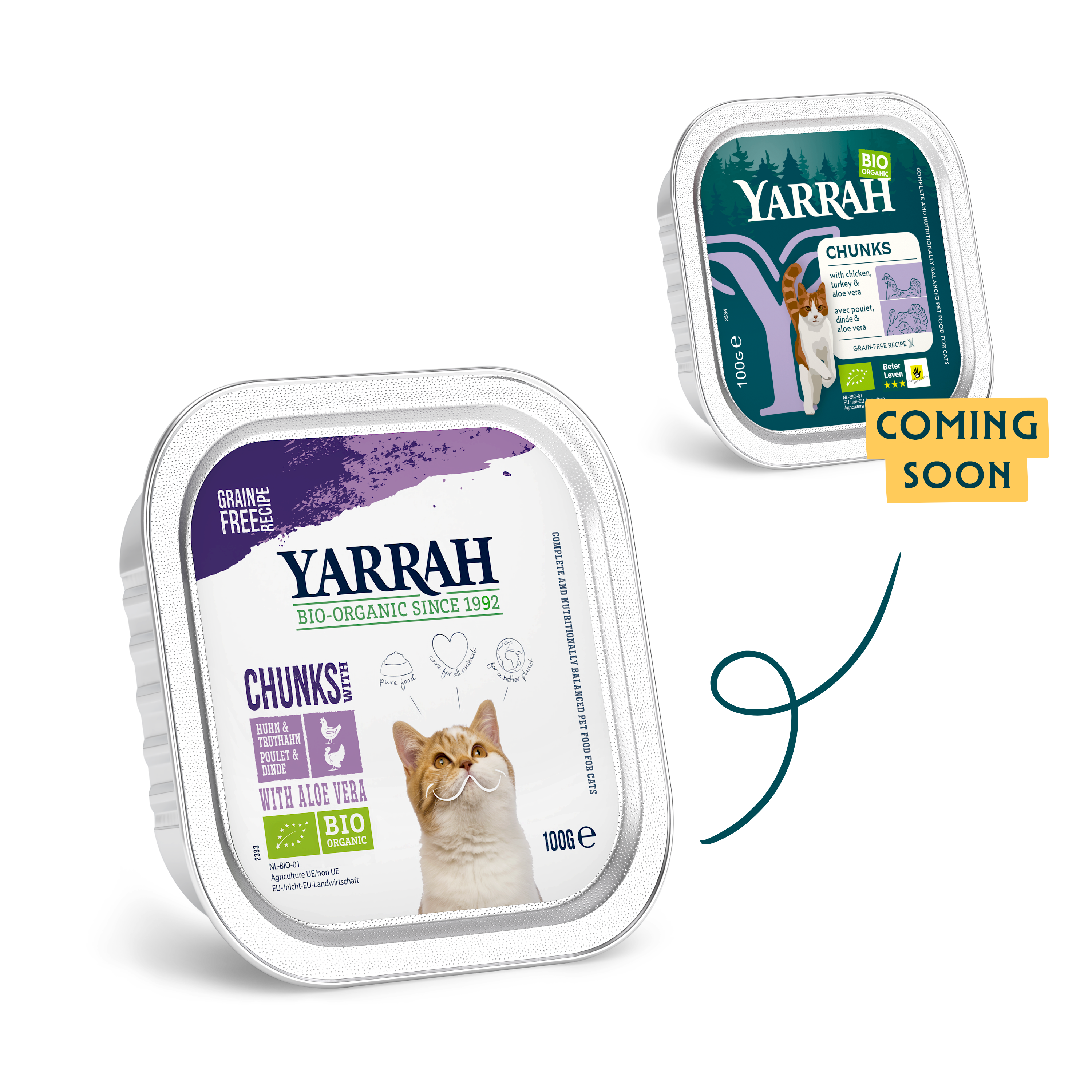 Organic cat food chunks with chicken and turkey Organic cat food chunks with chicken and turkey