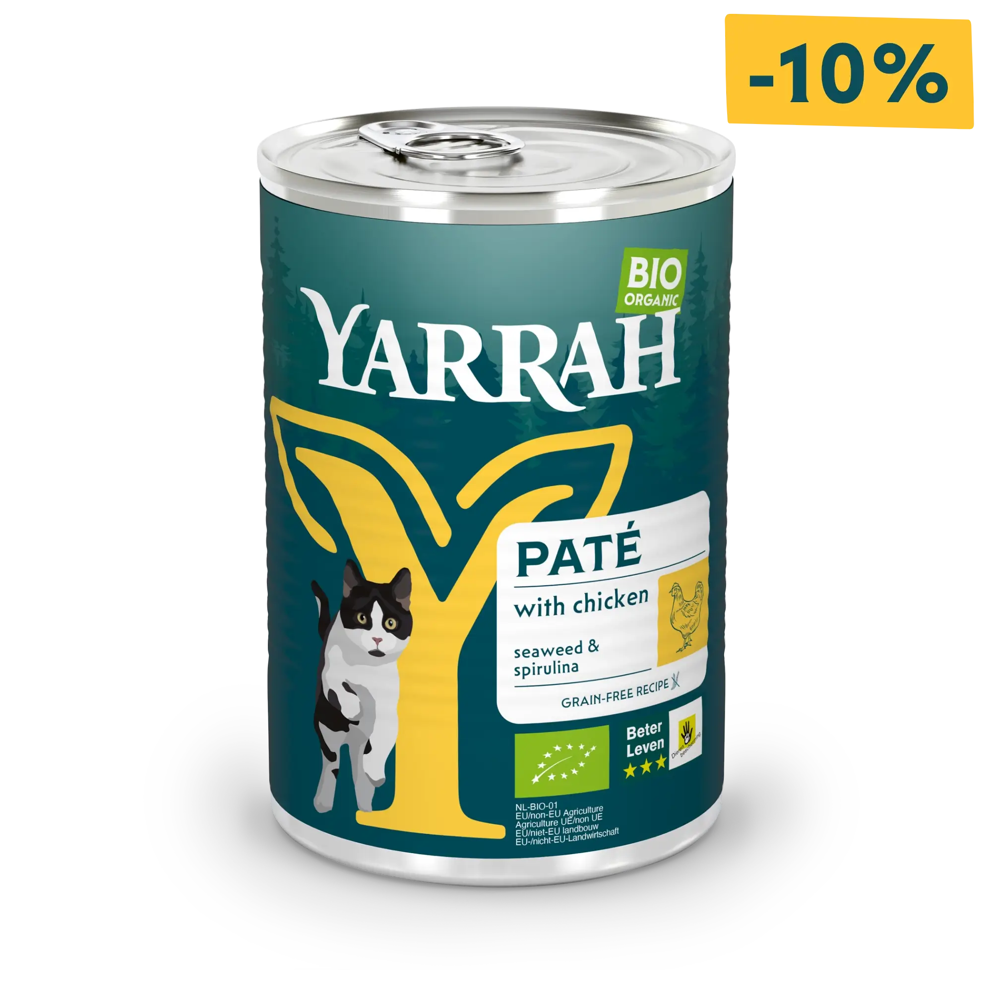 Biologisch kattenvoer paté met kip