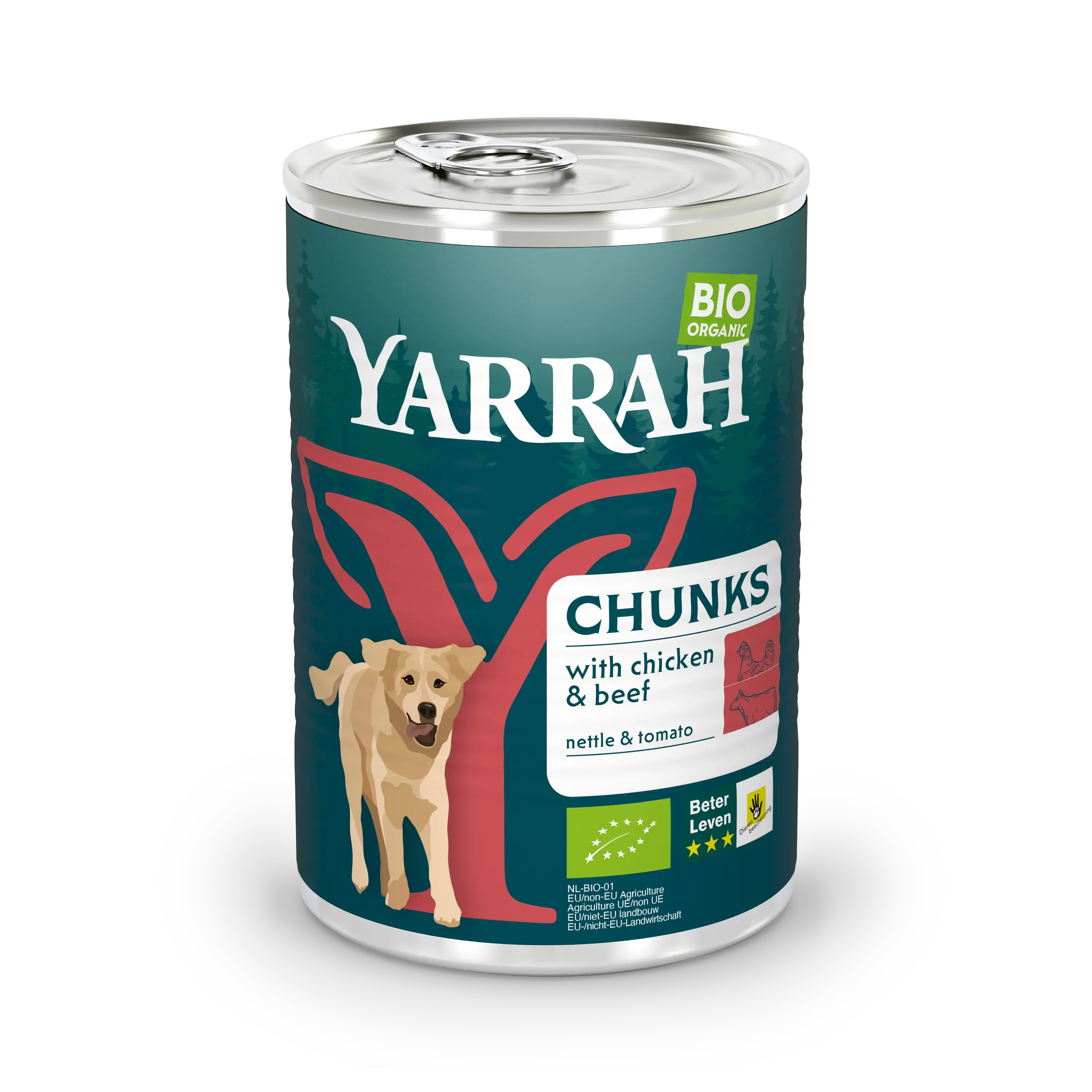 Organic dog food chunks with beef Organic dog food chunks with beef