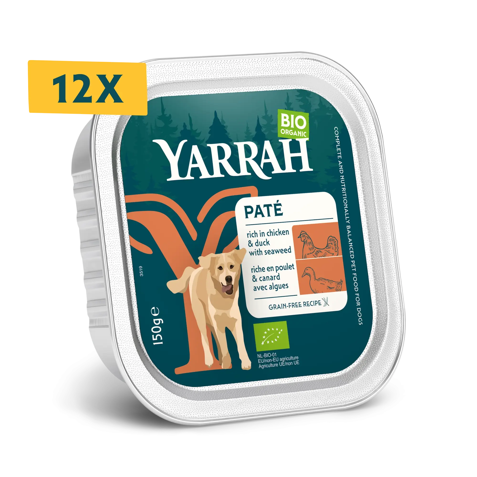 Organic dog food pâté with chicken and duck Organic dog food pâté with chicken and duck