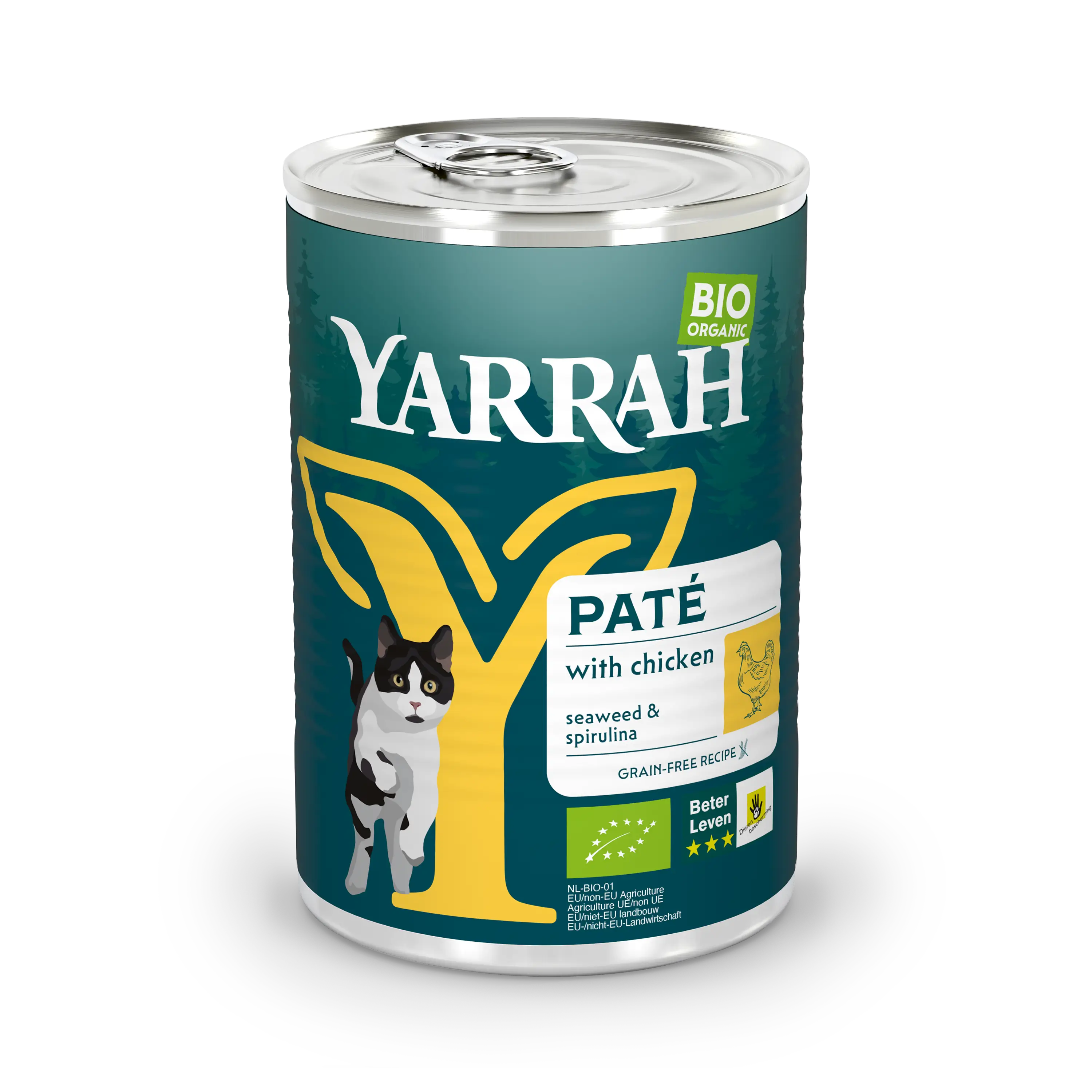 Cibo biologico paté con pollo per gatti Yarrah organic cat food pate with chicken in can