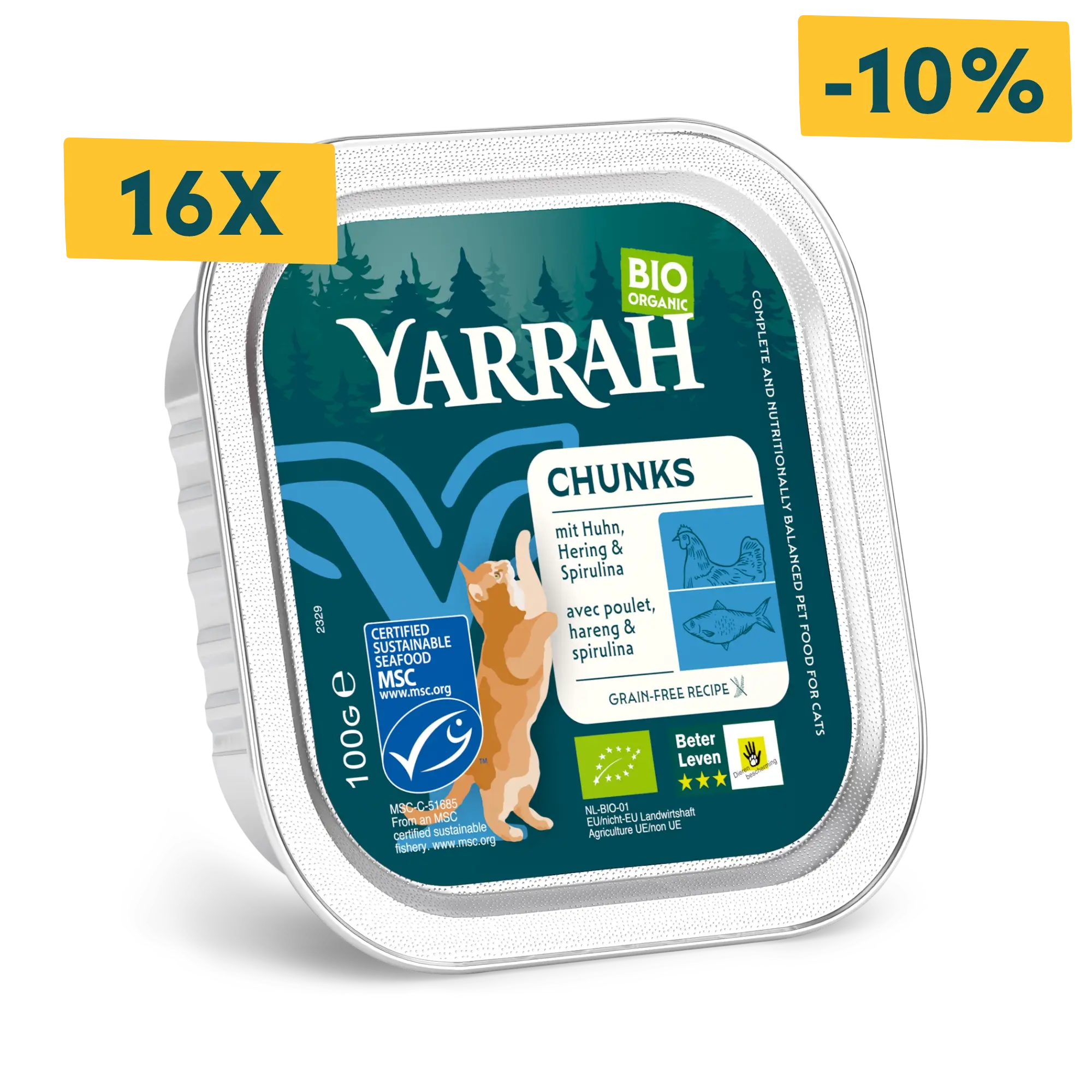 Organic cat food chunks with fish