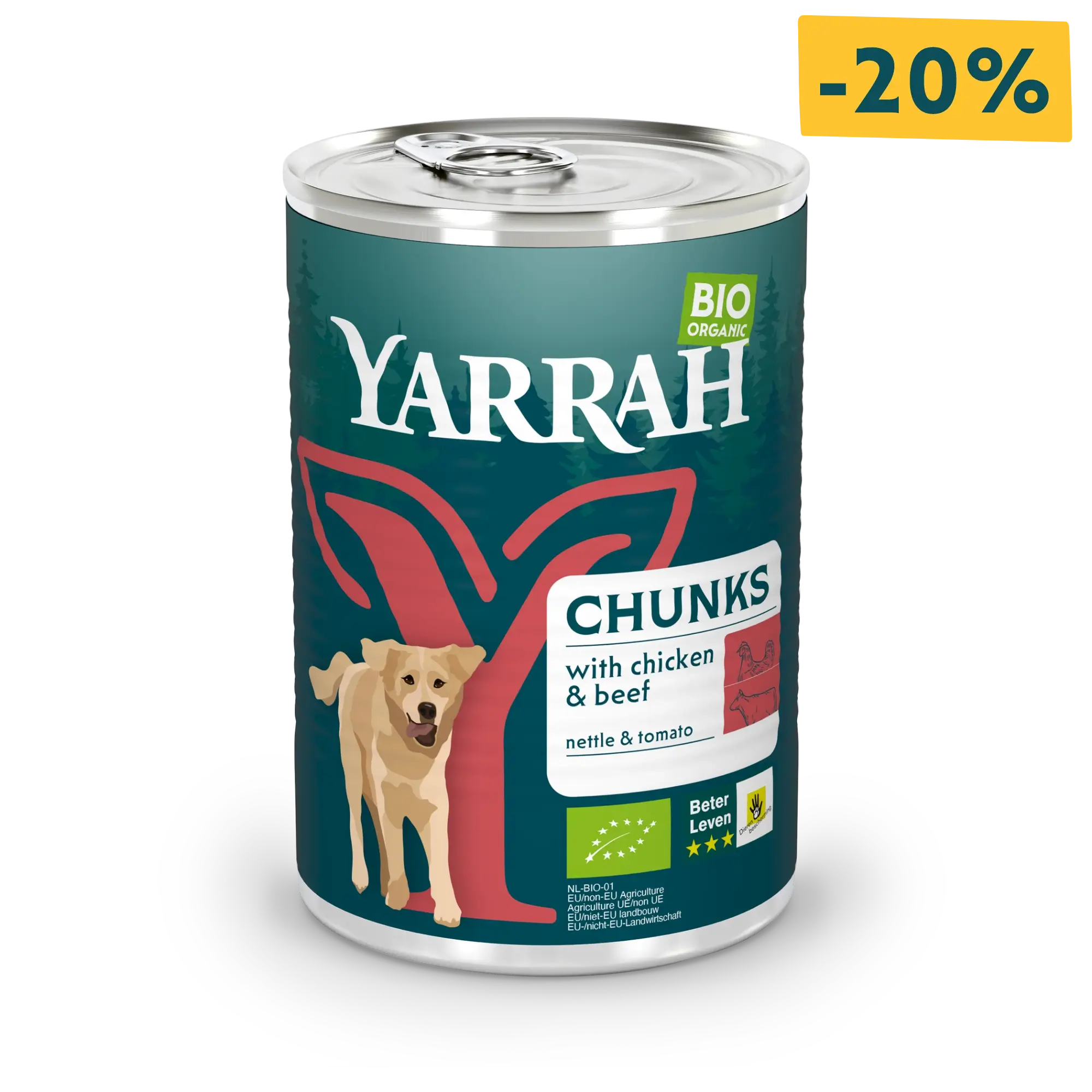 Biologisch hondenvoer chunks met rund