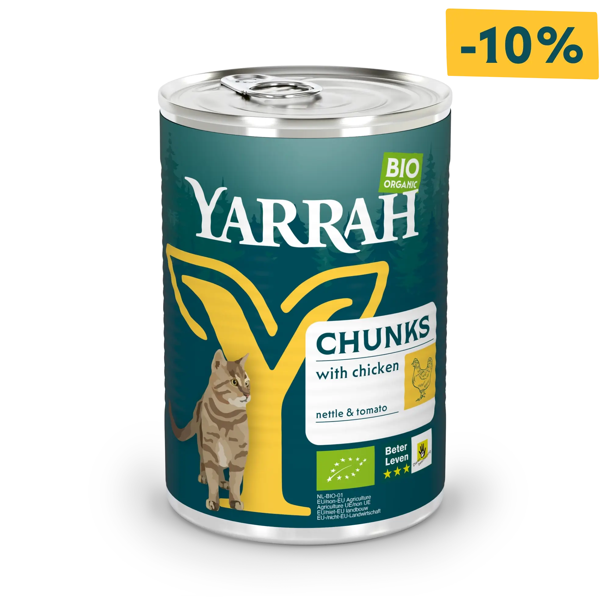 Organic cat food chunks with chicken