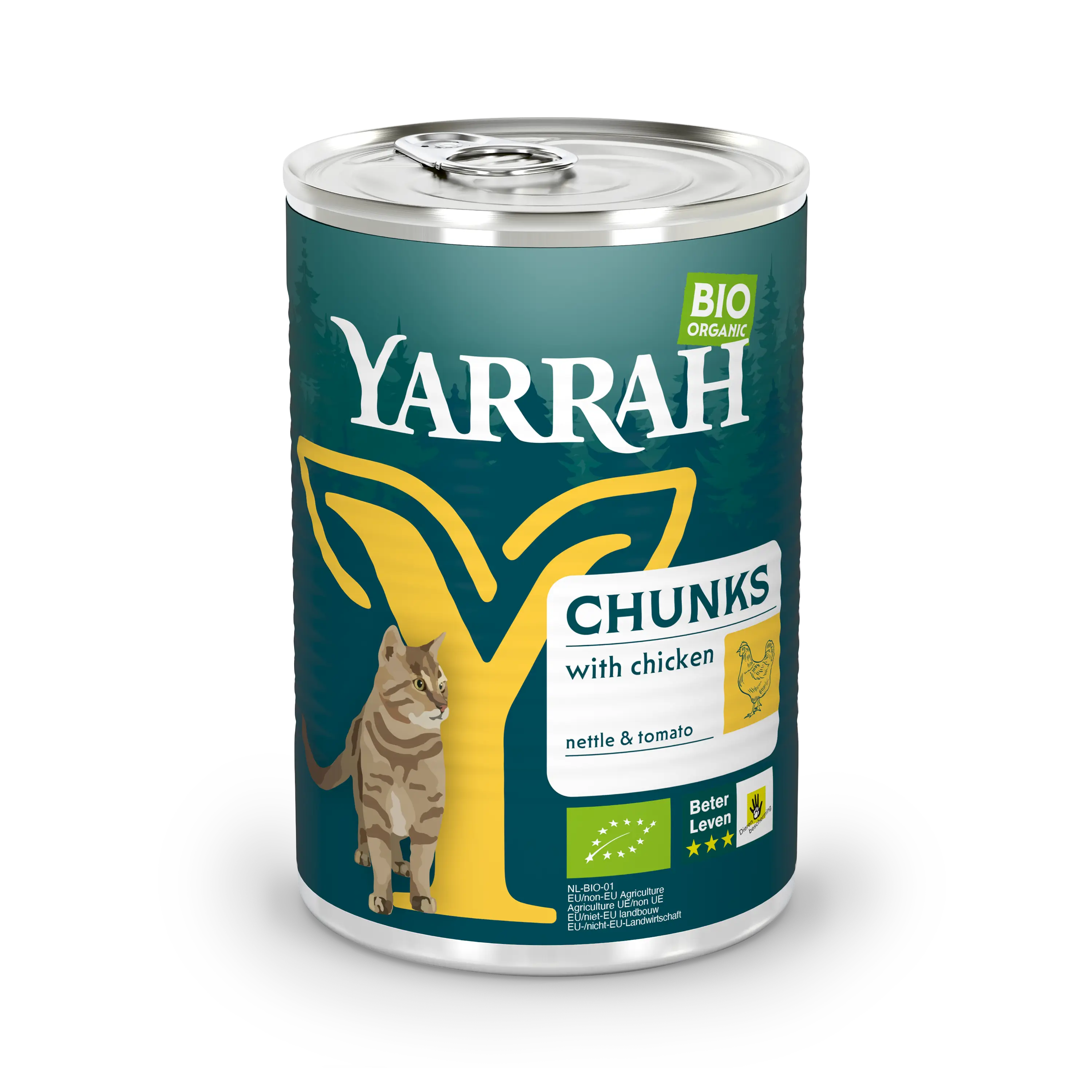 Organic cat food chunks with chicken Yarrah organic cat food chunks with chicken in can
