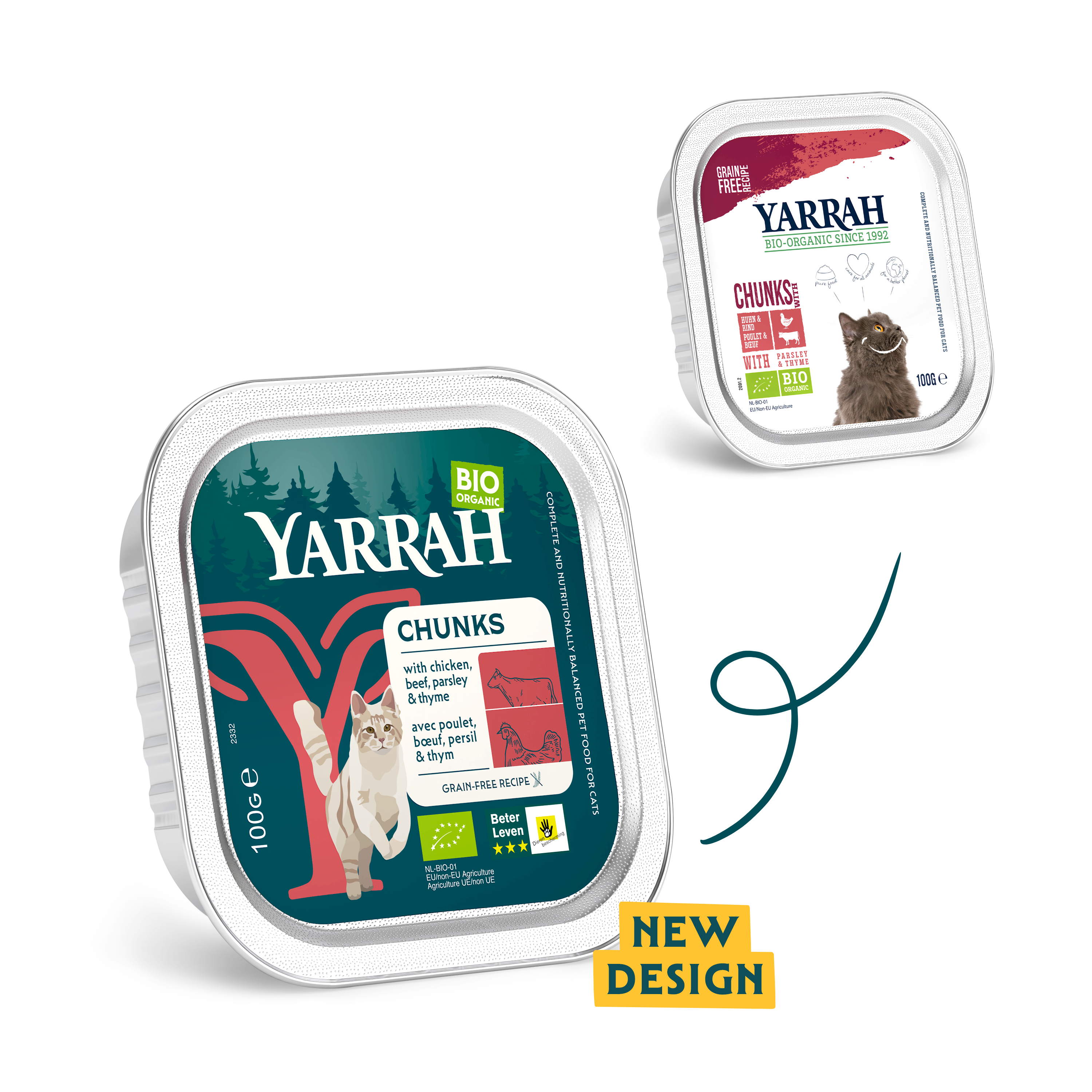 Yarrah cat food bowl of chunks with beef new design