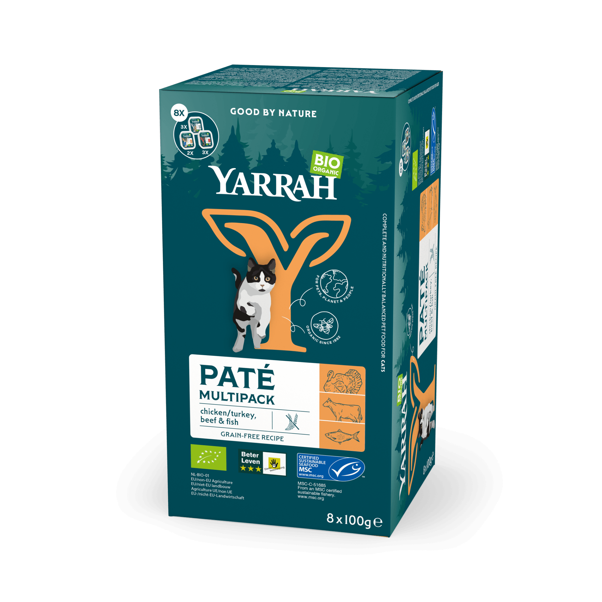 Organic cat food pâté in 3 tastes