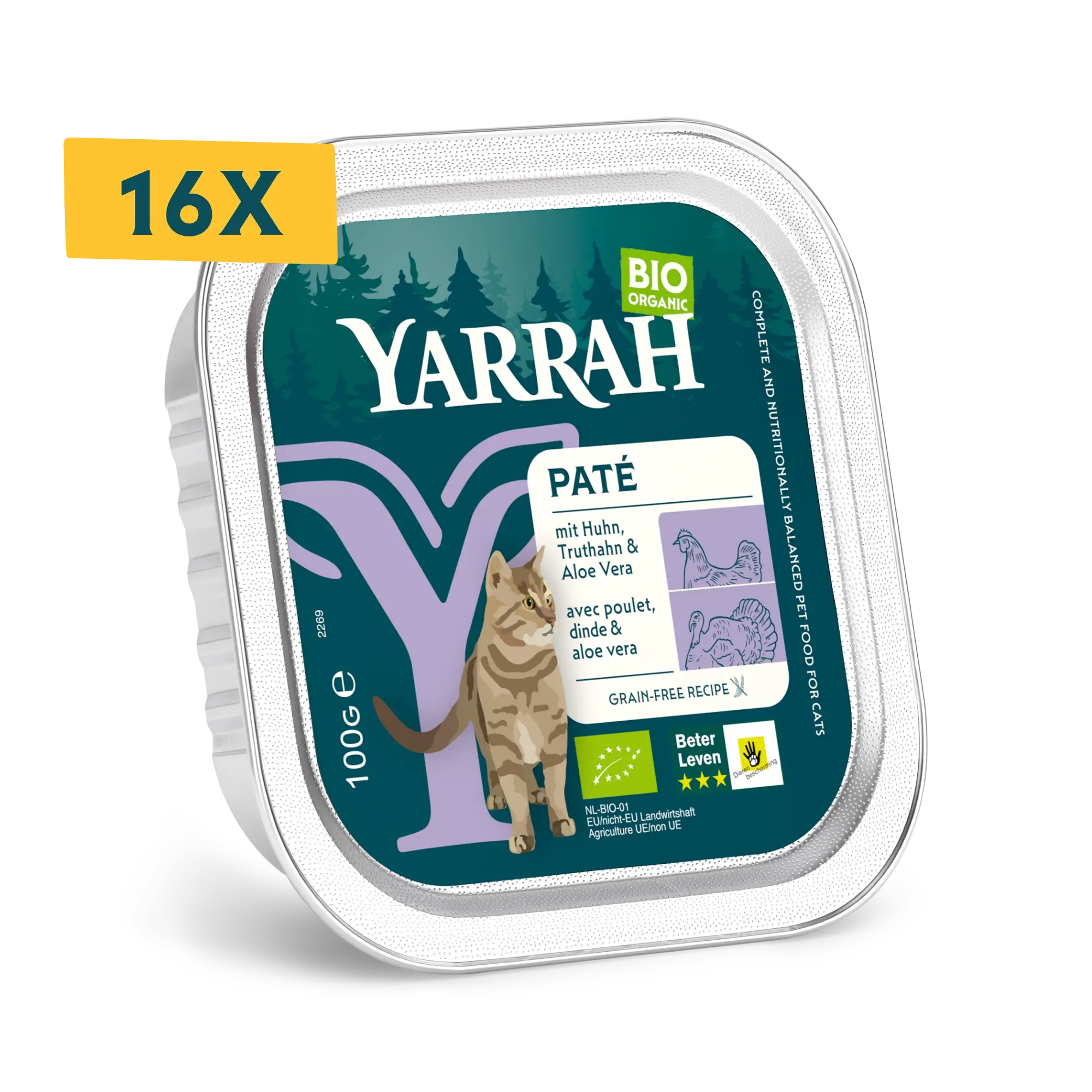 Organic cat food pâté with chicken and turkey Organic cat food pâté with chicken and turkey