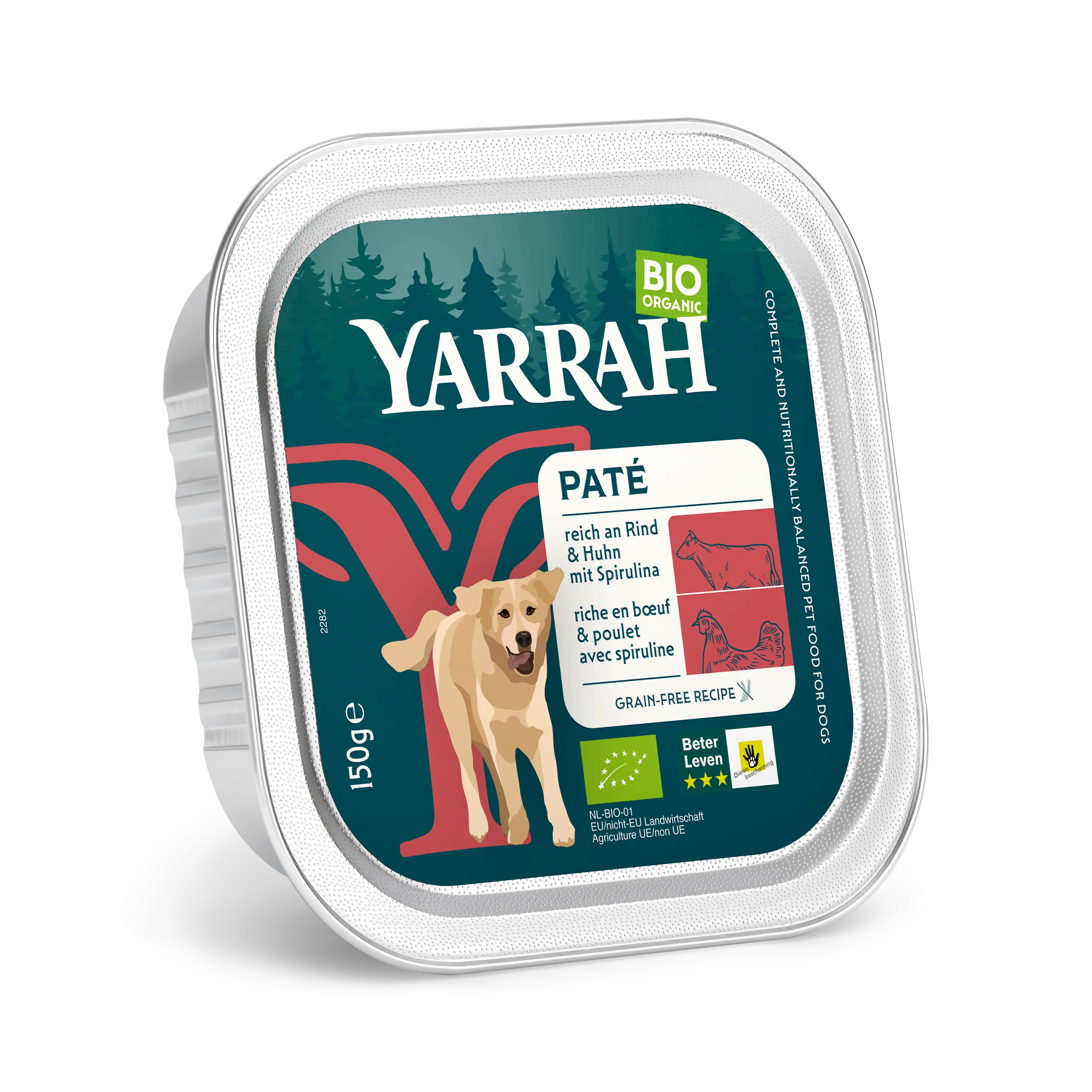Organic dog food pâté in 3 tastes