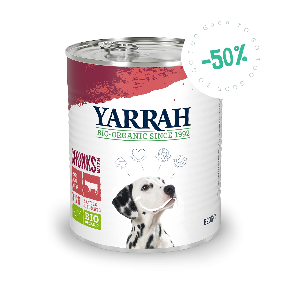 Organic dog food chunks with beef - Yarrah Organic